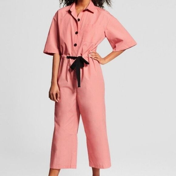 Who What Wear by Target Pink Cropped Jumpsuit Barbiecore Size XS - Picture 1 of 8